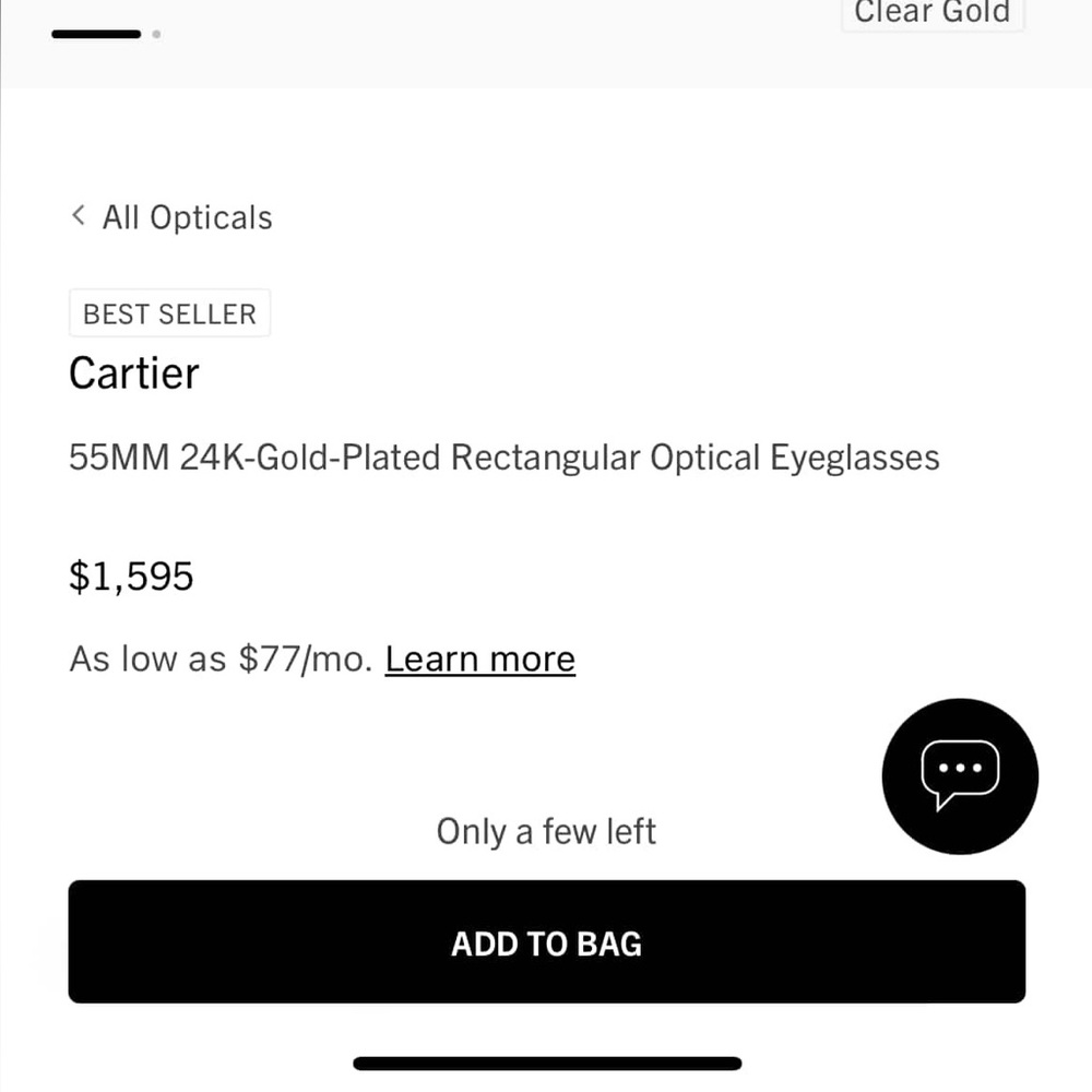 Cartier Clear Gold Eyeglasses